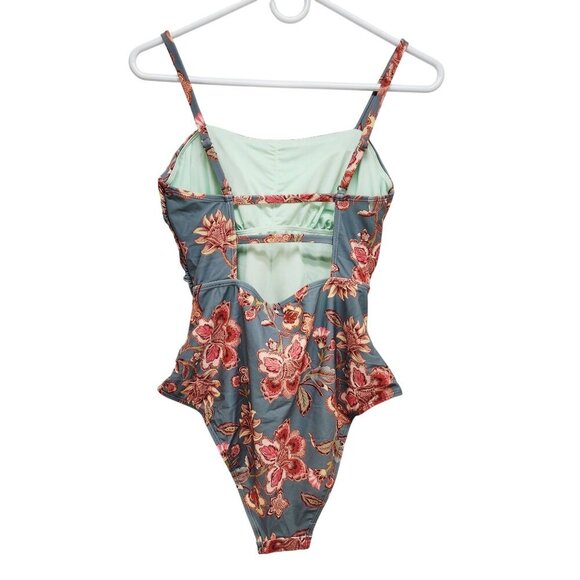Cupshe Womens Floral Print One-Piece Swimsuit Adjustable Straps Blue Pink Size M - Picture 6 of 6
